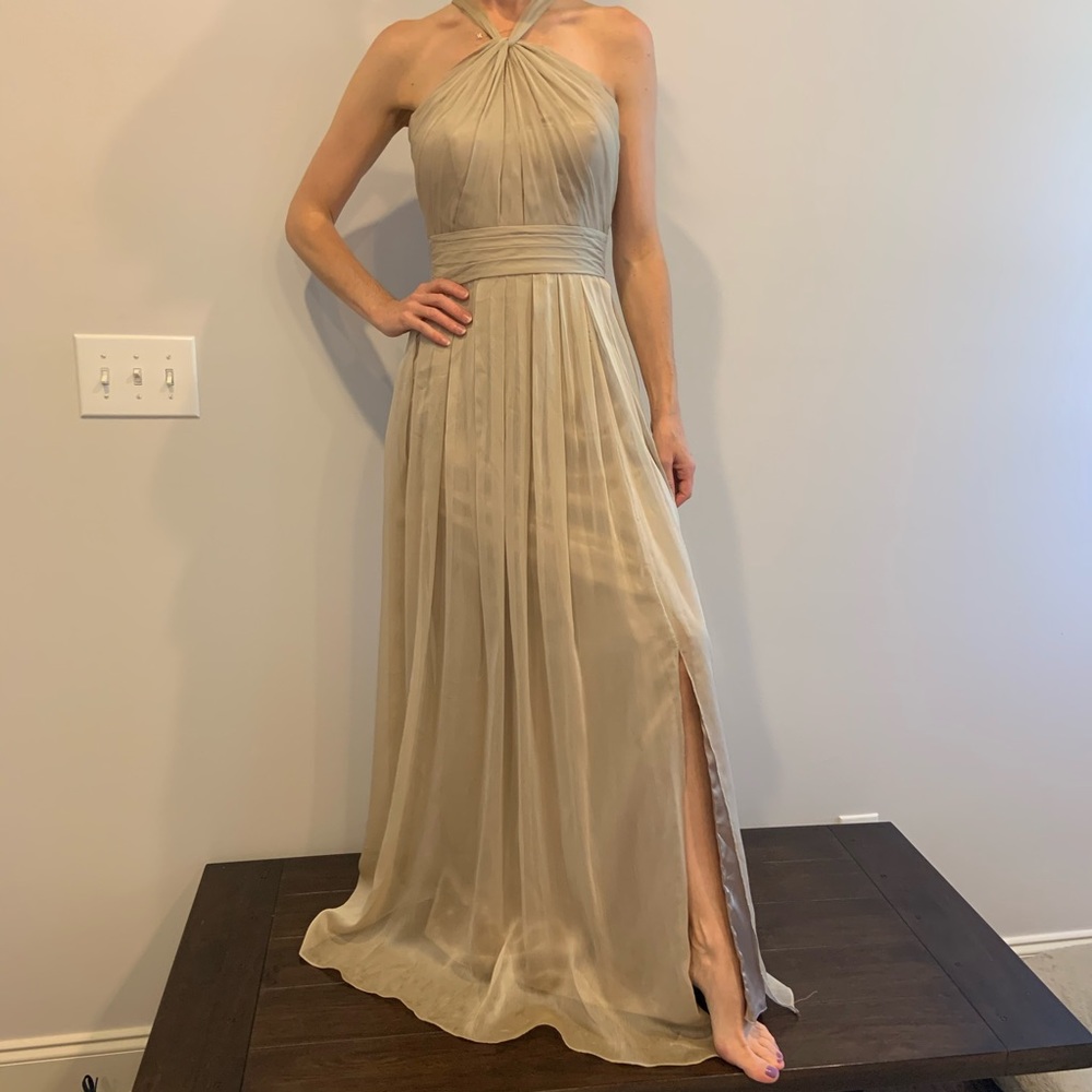 Elegant Beige Halter Prom Dress